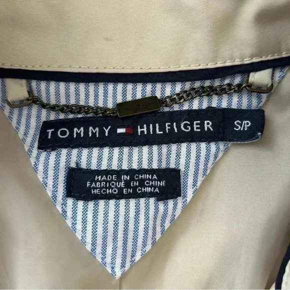 Tommy Hilfiger Trench Coat Jacket Light Beige Tan  Neutral Belted Size Small - Picture 10 of 16
